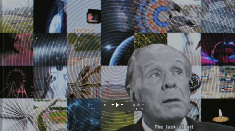Borges in a vertiginous video still