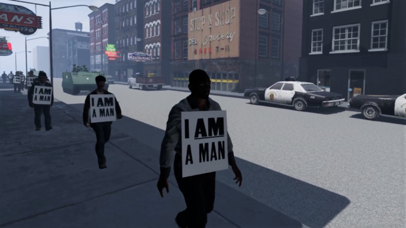 A 3D reenactment of a protest